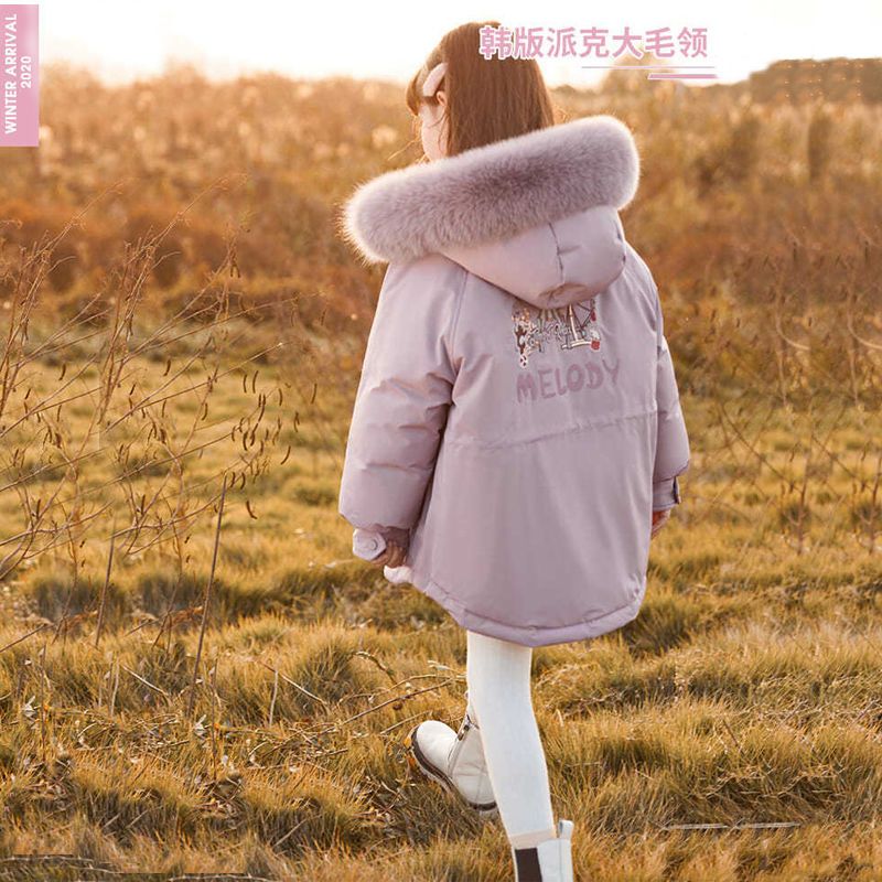 女童派克服新款棉衣外套秋冬装新款洋气中大儿童冬装加绒加厚棉服