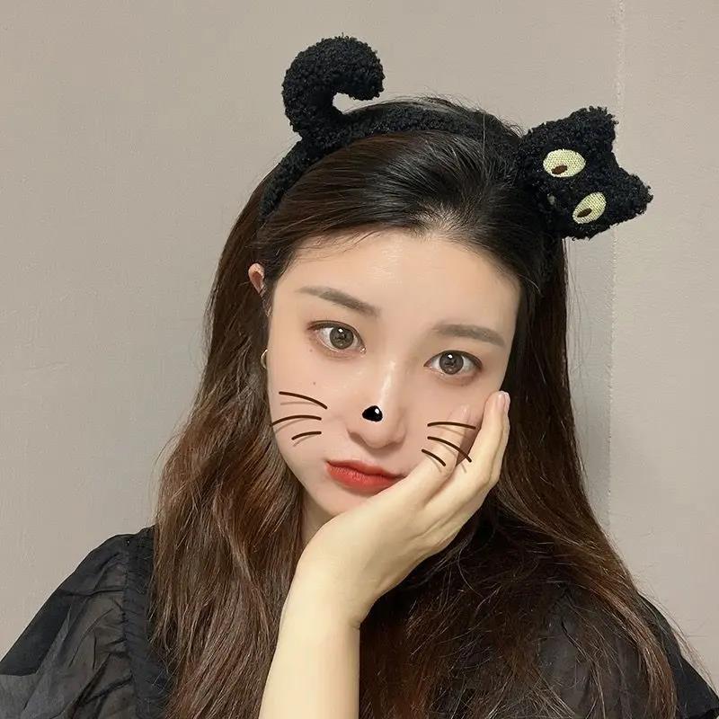 网红韩国东大门卡通猫咪小卷毛绒洗脸发箍搞怪发卡头箍女