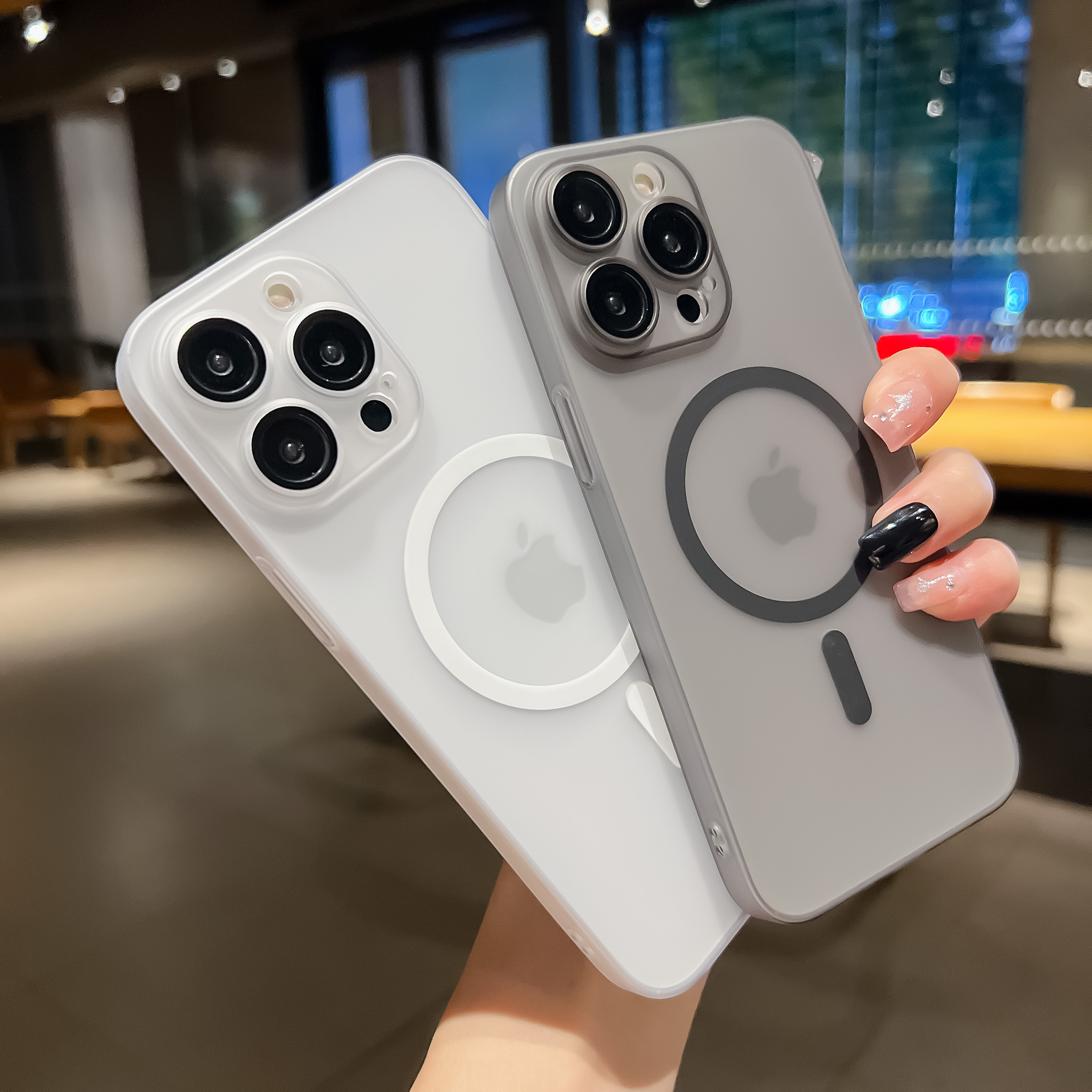 超薄冰雾磁吸手机壳iphone15Promax/苹果14Plus简约一体镜头膜13