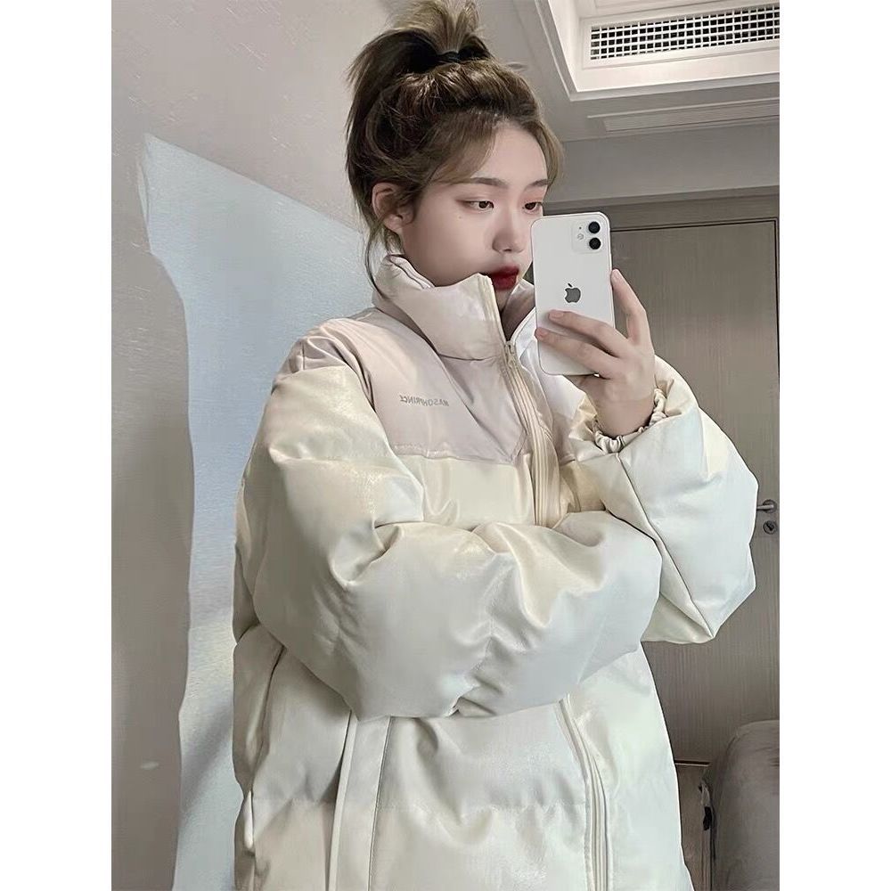 波司澄pu皮棉服女羽绒棉服情侣款设计感oversize情侣装宽松棉衣加