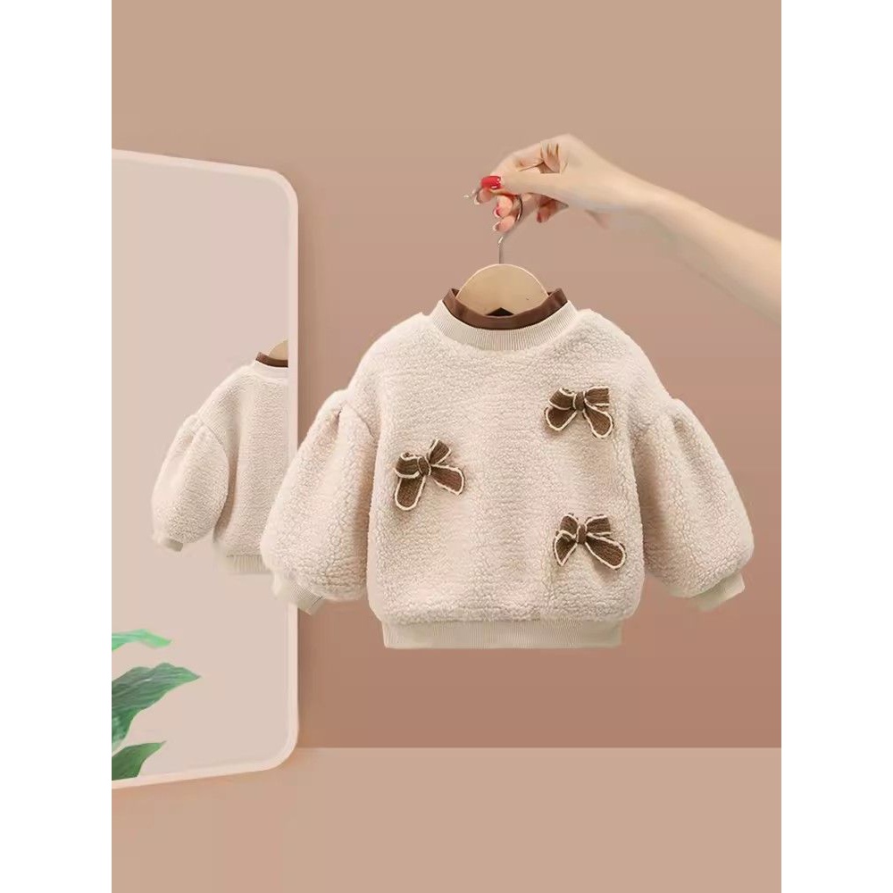 女童卫衣冬装2023新款女宝宝加绒保暖上衣小童冬季洋气时髦儿童装