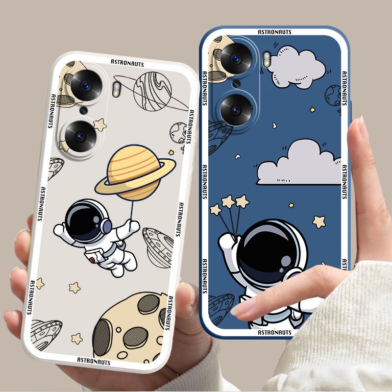 卡通宇航员华为荣耀60 60Pro手机壳液态硅胶全包直边软外壳保护套