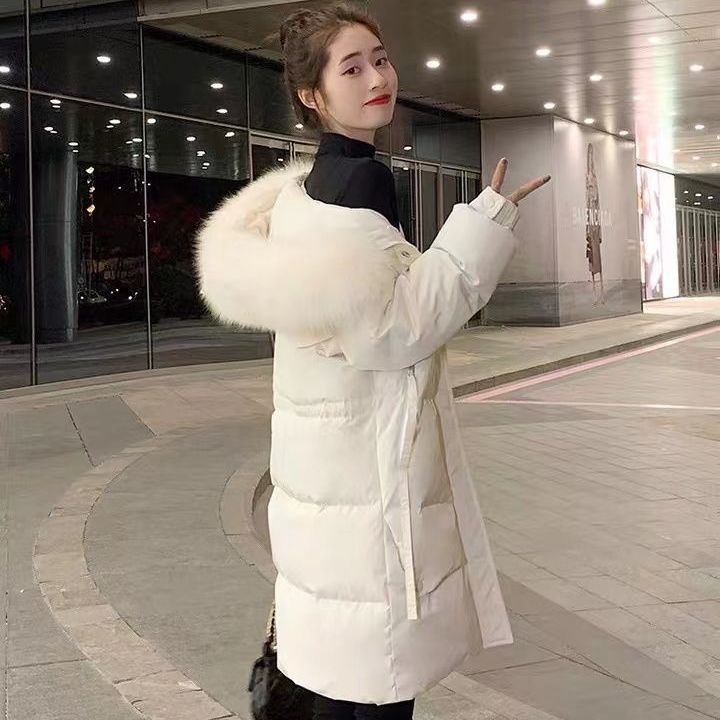 波司澄羽绒服女2023年新款中长款韩版时尚洋气白鸭绒大毛领加厚小