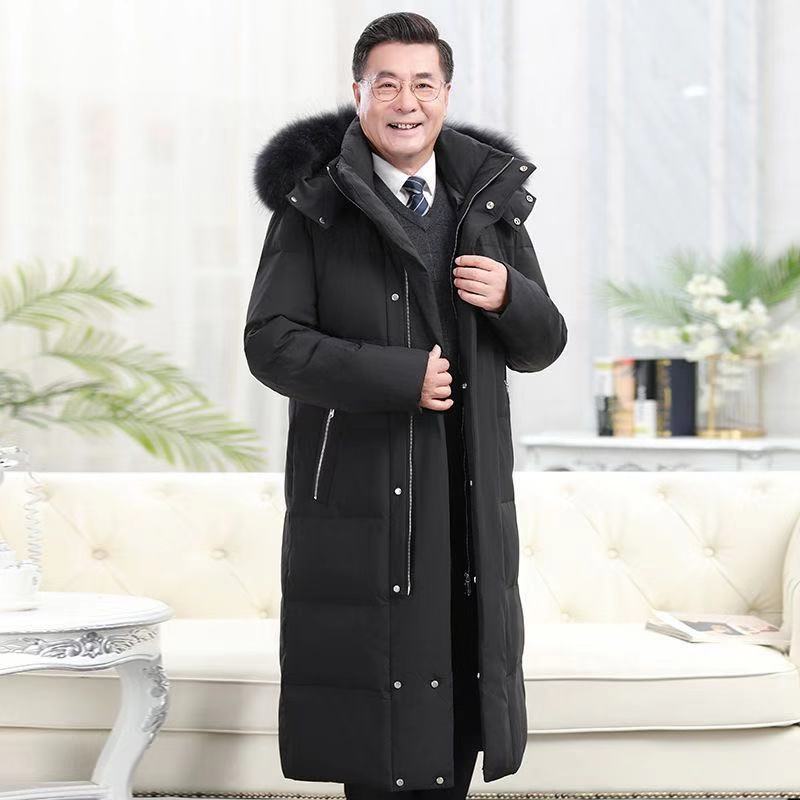 波司澄中老年羽绒服男爸爸装冬季新款长款过膝大码加厚父亲宽松外
