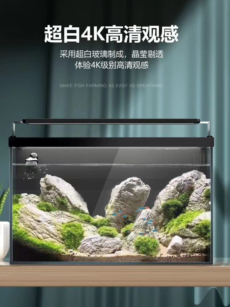 背滤 裸缸 40*30*30 桌面鱼缸小型自循环生态免换水客厅超白缸