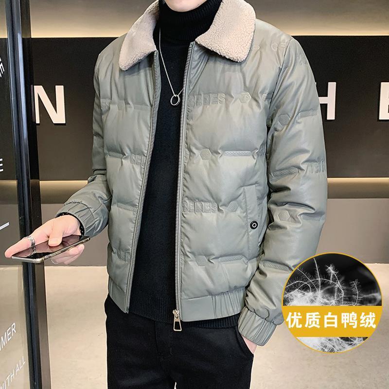 羽绒服男士冬季保暖加厚短款外套时尚百搭休闲毛领白鸭绒男款外套