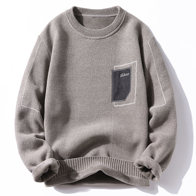 毛衣男士2022新款加绒加厚内搭线衣秋冬季潮流宽松男装打底针织衫