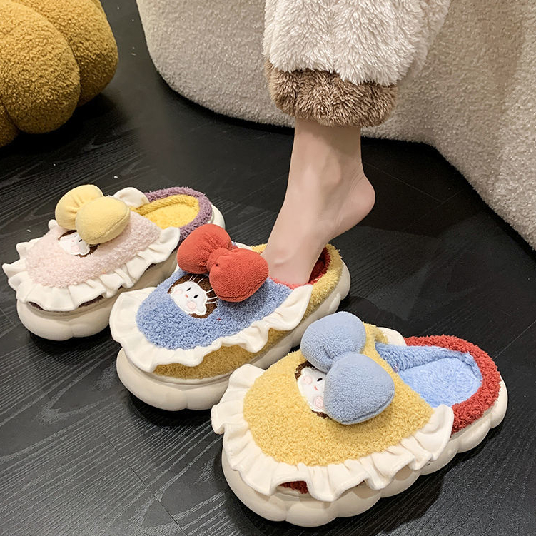 2024新款棉拖鞋女可爱冬季室内家居厚底毛毛加绒防滑卡通保暖棉拖