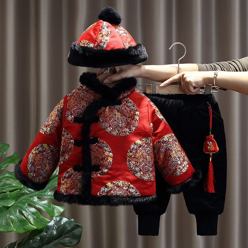 【小扬哥推荐】男童唐装中国风宝宝周岁礼服冬季加绒拜年服儿童汉