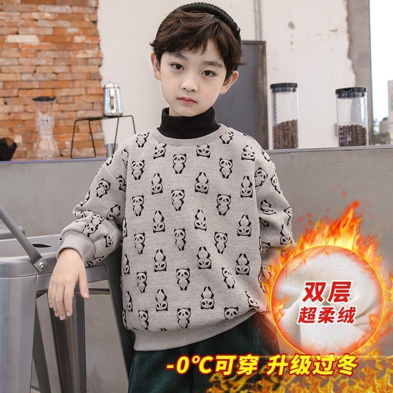 【小扬哥推荐】冬季男童半高领卫衣2023款中大儿童加绒加