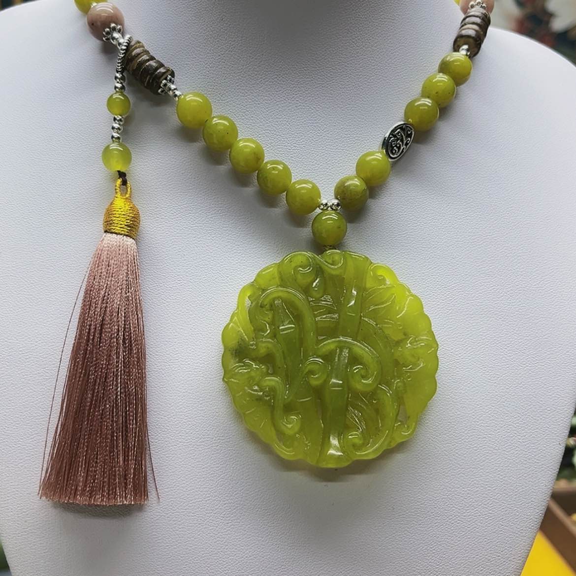 【闪购商品】岫玉挂件足铂镶嵌