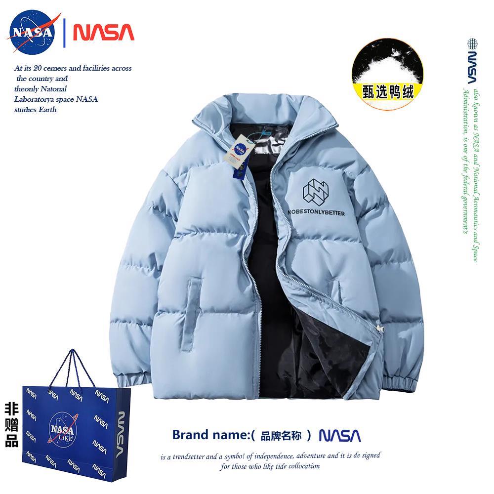 NASA联名冬季男生加绒加厚保暖外套2023冬新款宽松休闲立领棉服