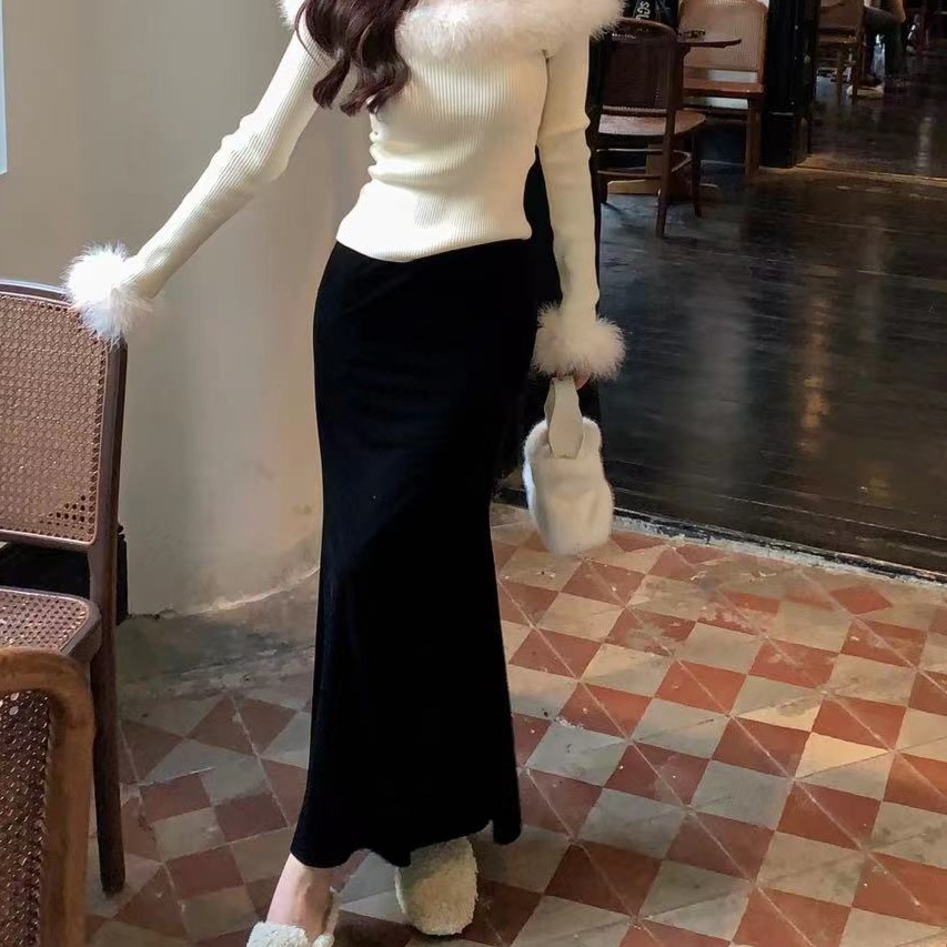 SZA【丽丝甜梦】秋冬新款高级感气质时尚显瘦高腰鱼尾半身裙A-591