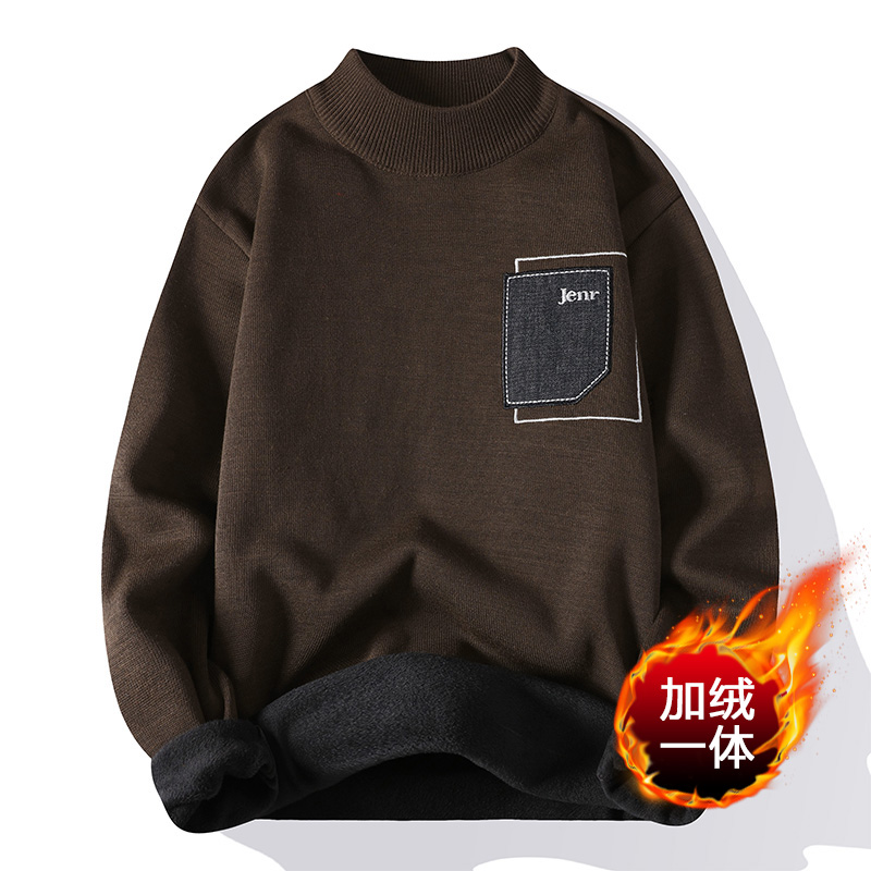 【小扬哥专属】2023冬季新款针织衫男士半高领毛衣秋冬加绒加厚保