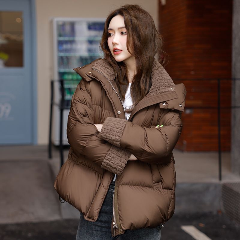 2023年新款羽绒服女美拉德色系加厚保暖拼接洋气外套女