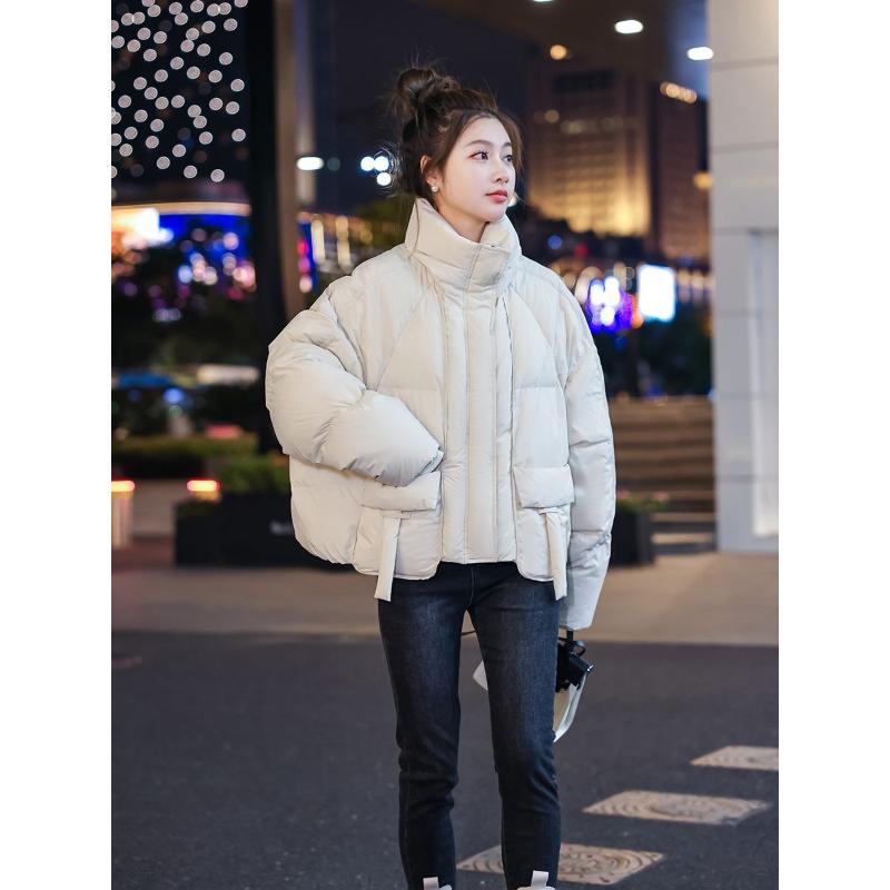 90白鸭绒白色羽绒服女短款2023年新款冬季韩版时尚小个子加厚外套