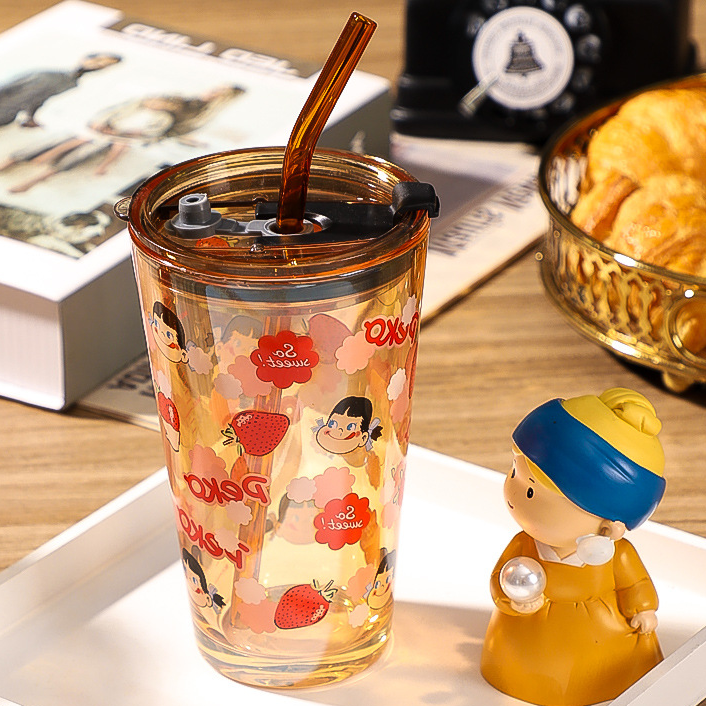 【3元包邮新店福利】咖啡杯喝水杯玻璃杯子吸管杯少女可爱办公室水 