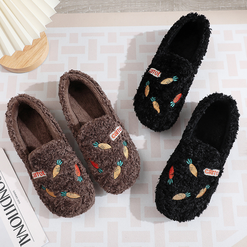 2024新款毛毛鞋加绒加厚二棉靴时尚百搭雪地靴平底一脚蹬妈妈鞋