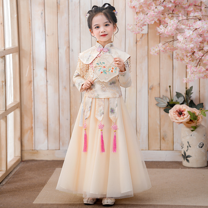 2024汉服女童新款冬装儿童女款中国风旗袍古装古风唐装演出服冬季