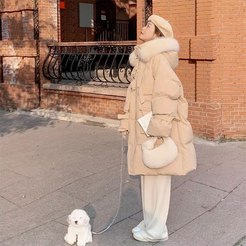 新潮羽绒服中长款高级感奶呼呼的棉服外套女2024冬季新款蓬松加厚