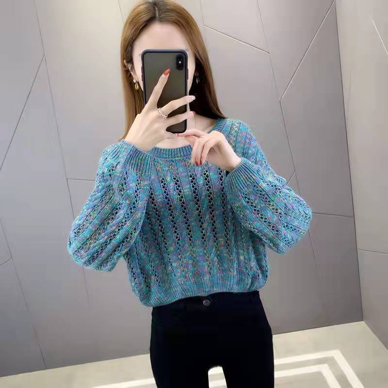 【爆款热卖中】小个子毛衣女高腰短款宽松镂空针织衫2022早春新款