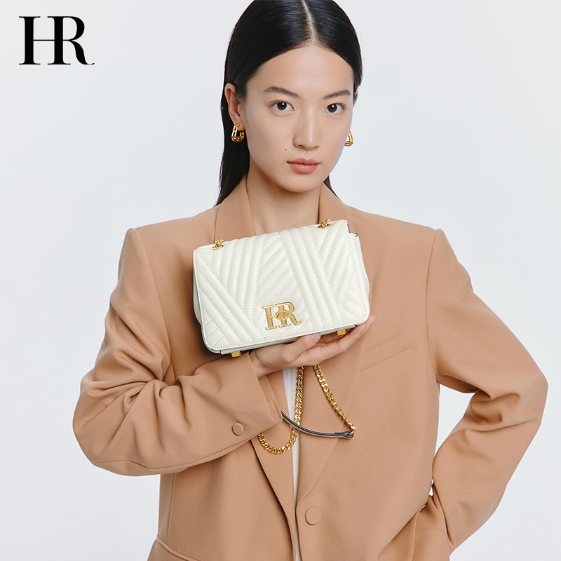 HR赫莲娜女包百搭小香风菱格包链条软皮包百搭单肩斜挎包品牌包包
