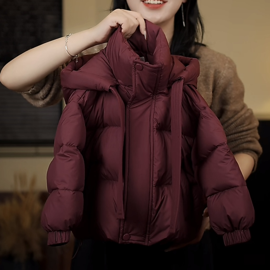 儿童2023秋冬新款冬简约羽绒服连帽男童保暖洋气黑色上衣潮