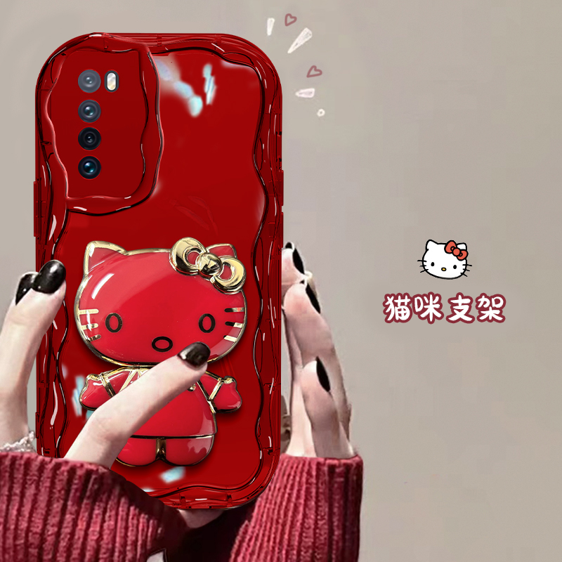华为nova7手机壳奶油纹猫猫支架高颜值透红硅胶防摔可爱女款软壳
