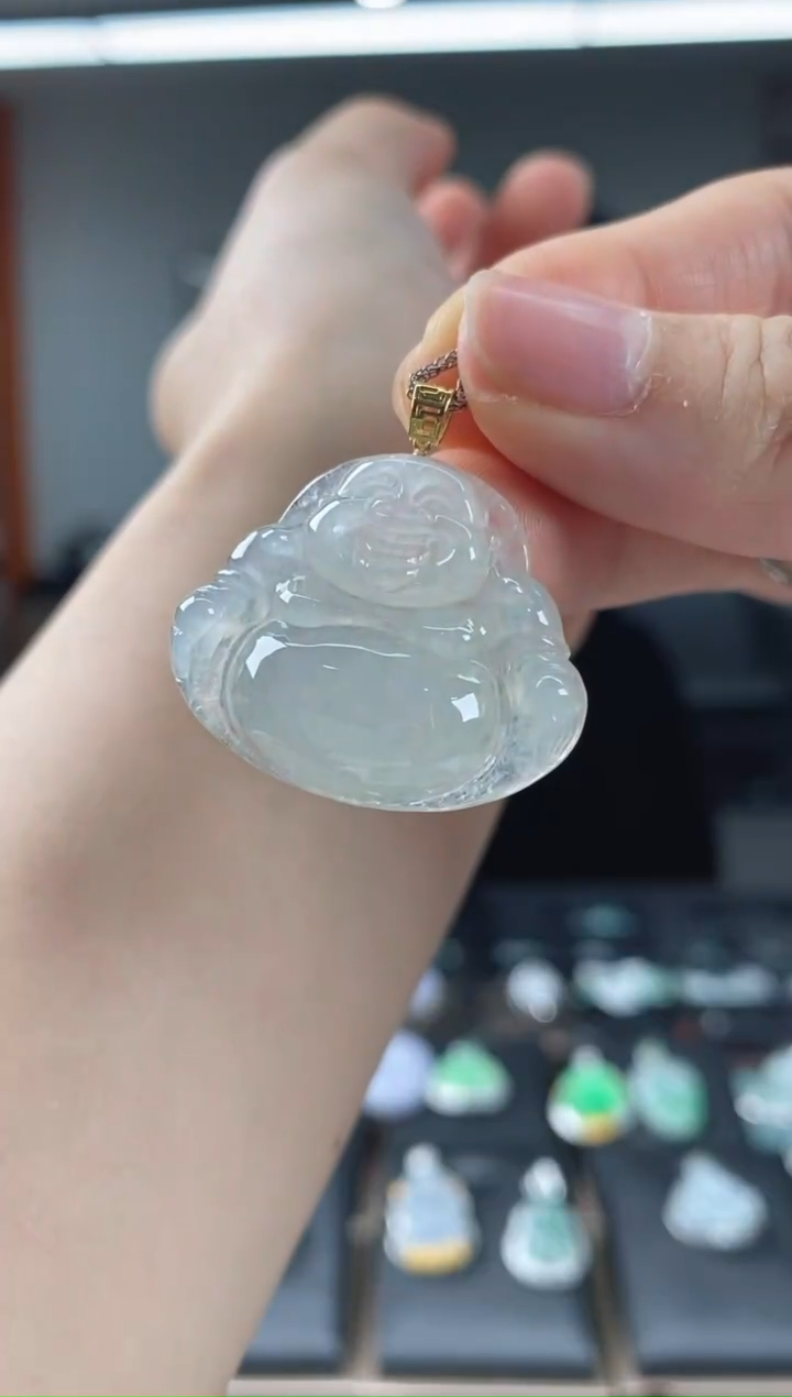 【闪购商品】翡翠吊坠(不含链)18K金镶嵌翡翠佛公一件多样性发货