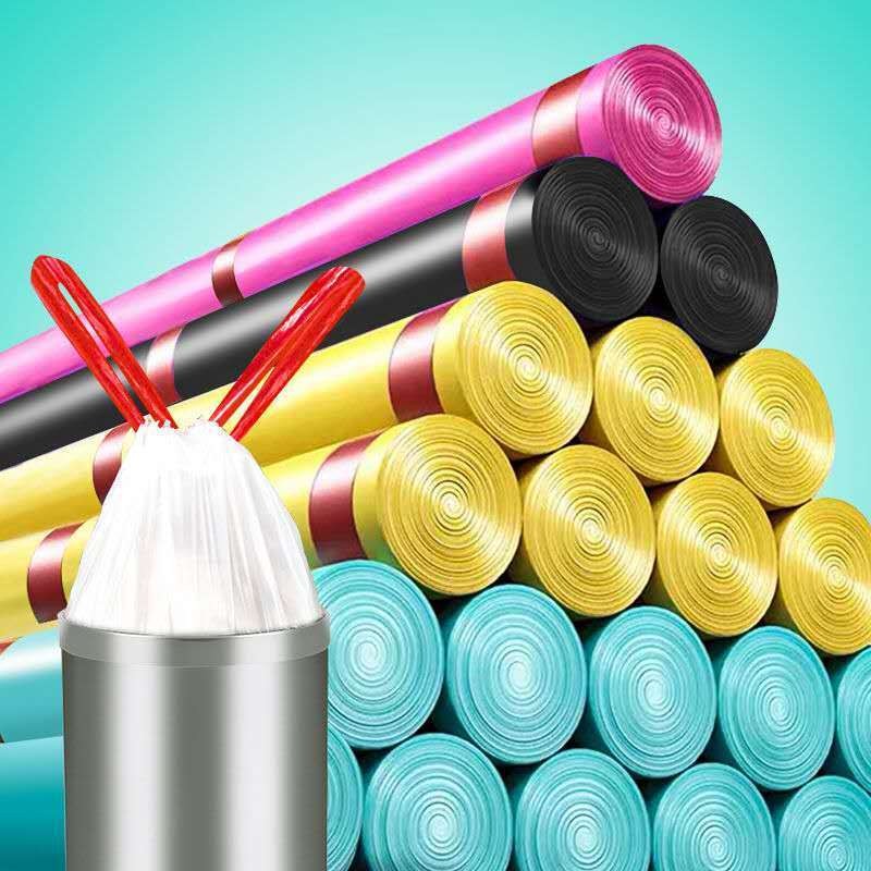 5卷75只抽绳式垃圾袋/破损补发/颜色随机/一次性/加厚