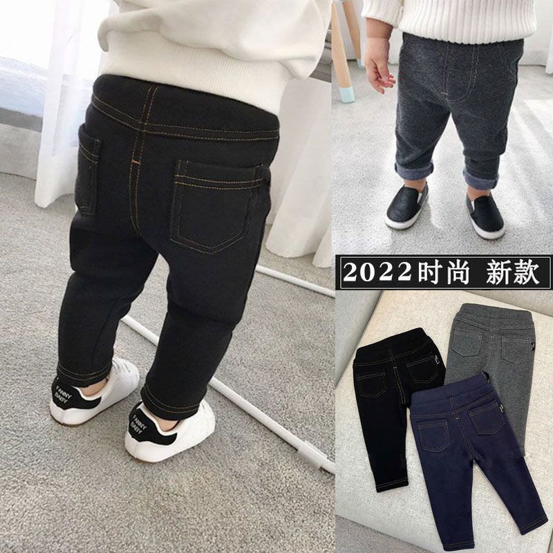【BB】宝宝加绒裤子2023春装新款男女童裤子春秋外穿宝宝打底裤薄