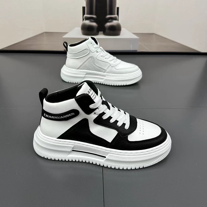 高帮鞋男新款2023秋冬厚底老爹鞋潮鞋增高加绒板鞋运动百搭休闲鞋