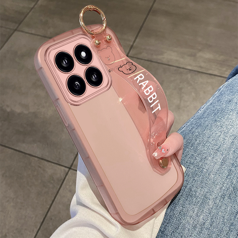 腕带支架适用小米14手机壳新款14pro全包防摔xiaomi高级透明小熊