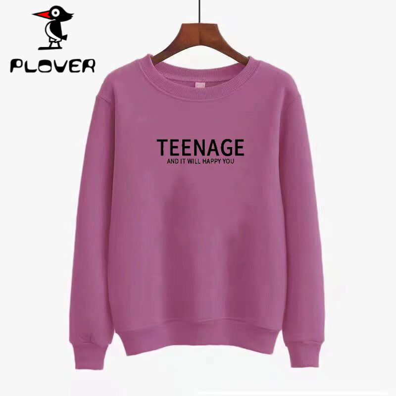 琢木鳥纯棉加绒加厚卫衣女冬季新款印花圆领宽松显瘦百搭妈妈上衣