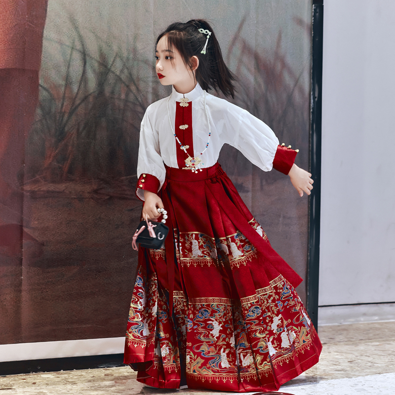 【冬季大促】马面裙女童汉服新夏款早季儿童古装半身裙宝宝中国风