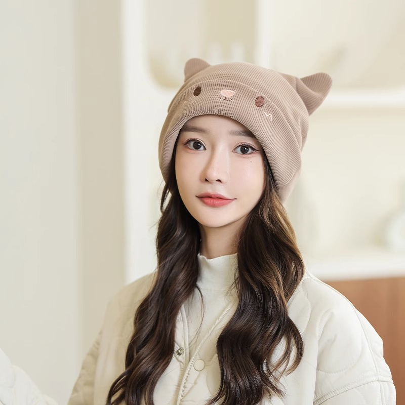 月子帽产后冬天孕妇春秋款帽子女加绒包头帽毛线帽显脸小可爱冬季