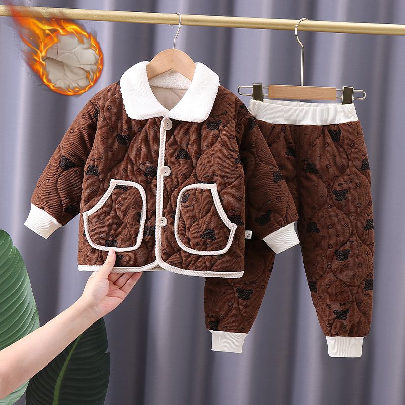 儿童秋冬季棉服套装2023新款男童女童冬装加厚两件套宝宝冬装休闲