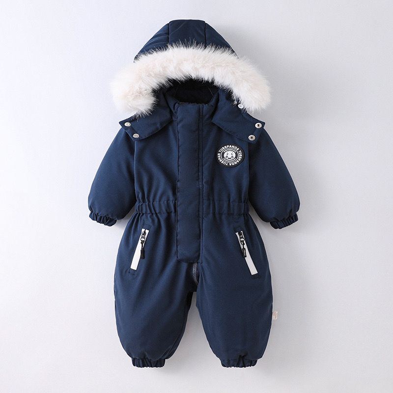婴幼儿童宝宝滑雪服男女童服棉袄新生儿爬连体衣冬季外出