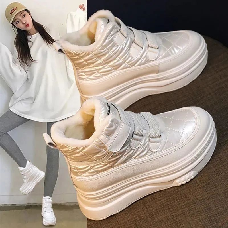 内增高雪地靴女2023冬季新款厚底百搭加绒短靴加厚马丁棉鞋ins潮