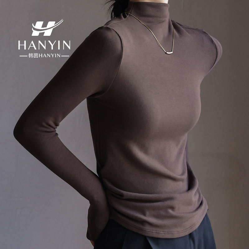 高品质加厚莫代尔半高领纯色打底衫女秋冬季内搭长袖上衣打底衣