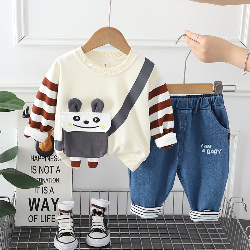 男童卫衣套装春秋季新款韩系婴儿童春秋季时髦洋气可爱长袖两件套