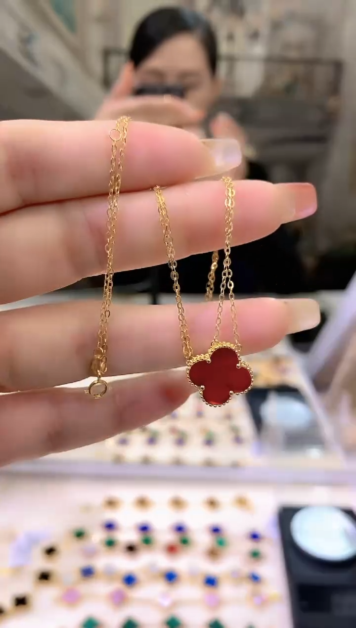 【闪购商品】玛瑙套链18K金镶嵌红玛瑙K黄