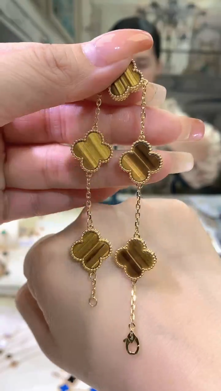 【闪购商品】木变石（虎睛石）手链18K金镶嵌虎眼石k黄