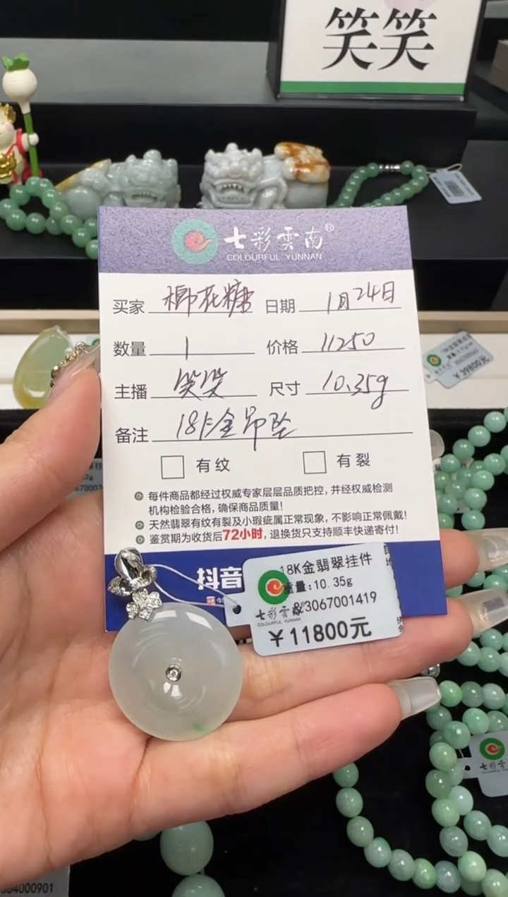【闪购商品】翡翠颈饰18K金镶嵌平安扣