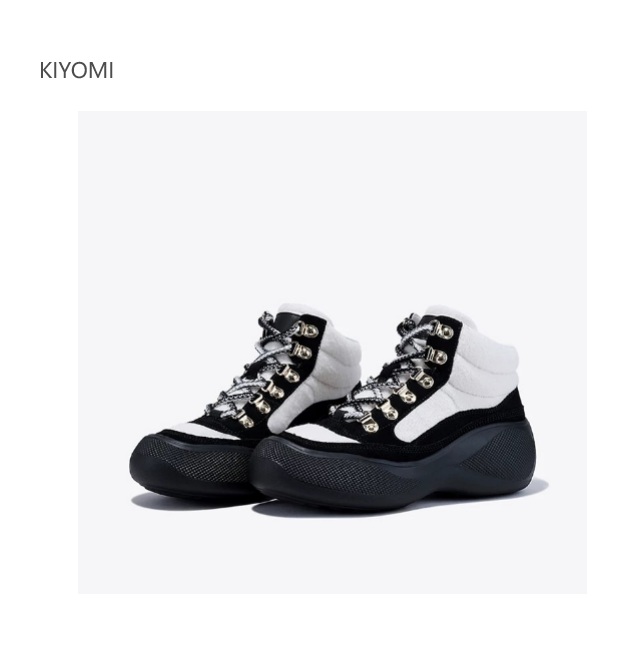 KIYOMI 【拼色】冬季新款厚底高帮鞋女运动风系带休闲鞋088