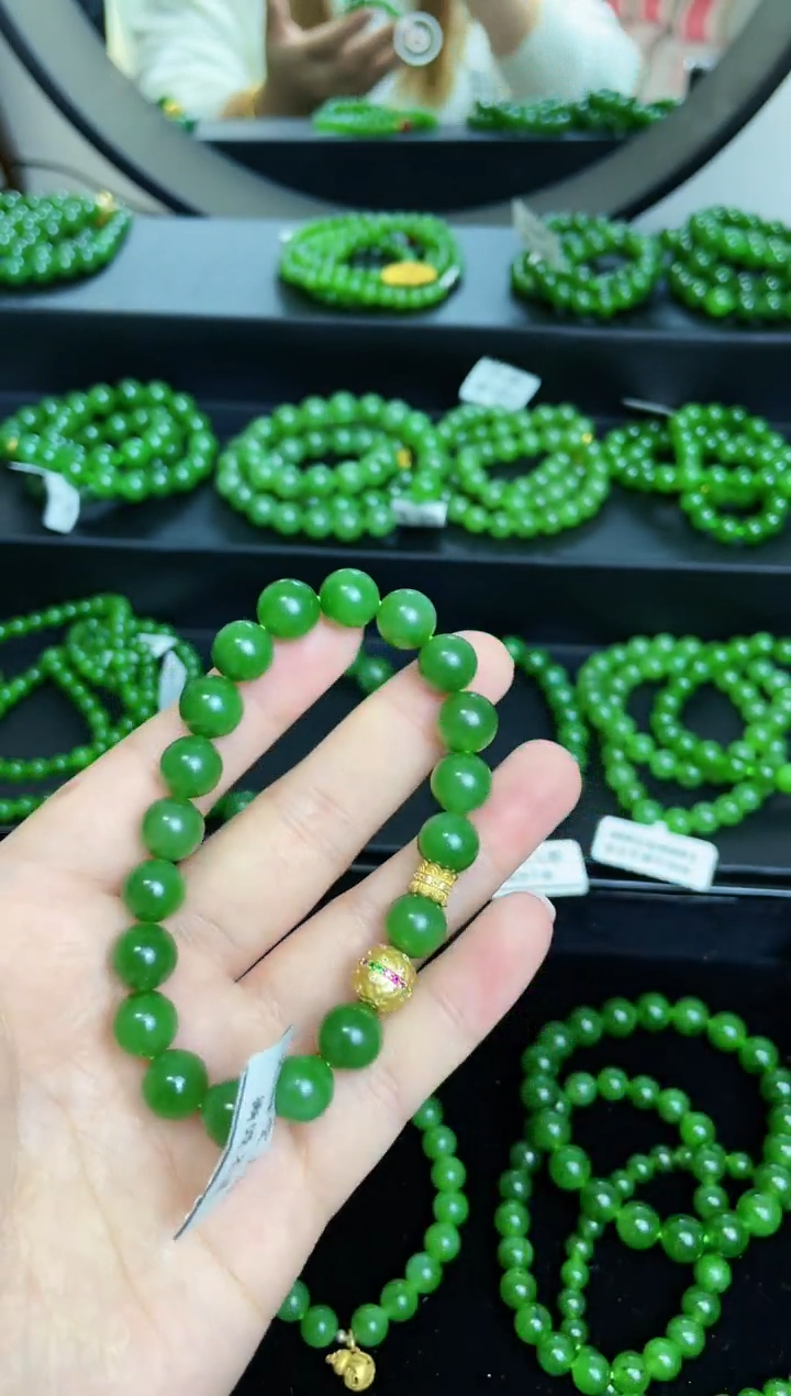 【闪购商品】和田玉（碧玉）手链银S925镶嵌9