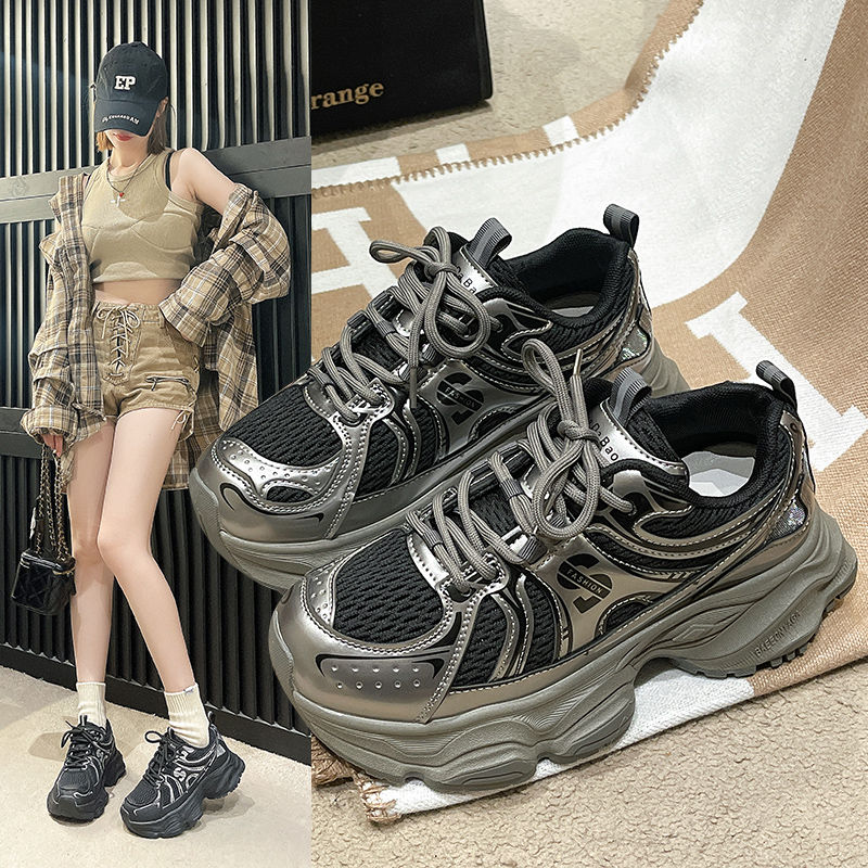 炸街老爹鞋女2023春秋冬季新爆款厚底增高运动鞋显瘦百搭跑步女鞋