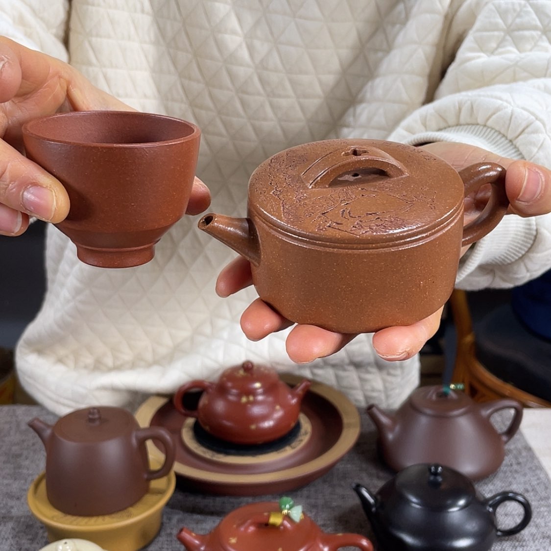 【闪购商品】紫砂茶壶紫**砂汉瓦110cc
