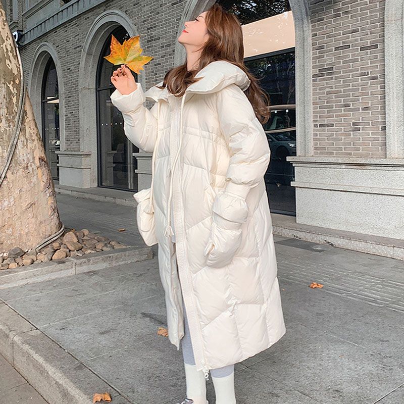 白色软糯羽绒服女冬2023新款韩版甜美小个子女生中长款娃娃领外套