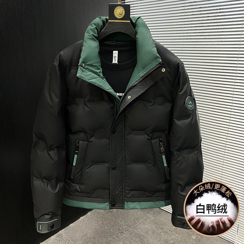 冬季男装短款拼色立领羽绒服韩版修身保暖轻便简约防寒羽绒外套潮